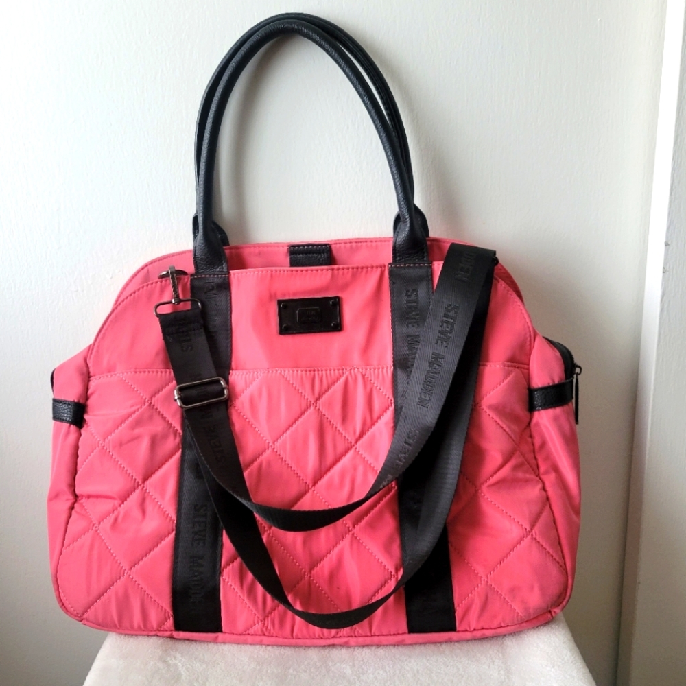 Steve Madden pink/black tote handbag purse